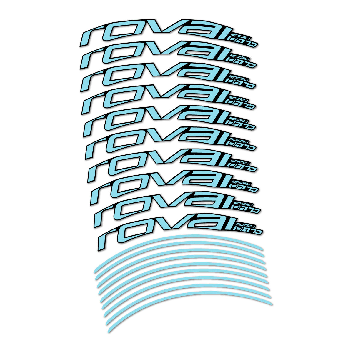 Stickers compatibles Roval CL 40 2019 frein sur jante pour jantes route 40 mm – autocollants vinyle - Cyan Glacier