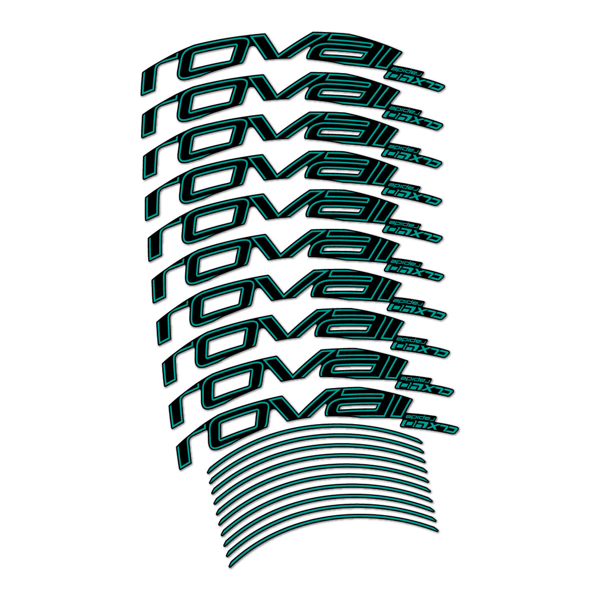 Stickers compatibles Roval CLX 40 Disc pour jantes route 40 mm – autocollants vinyle - Pétrole
