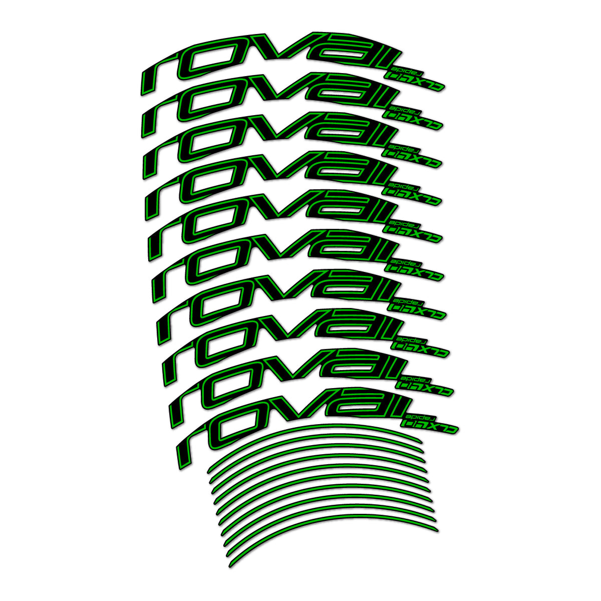 Stickers compatibles Roval CLX 40 Disc pour jantes route 40 mm – autocollants vinyle - Vert Herbe