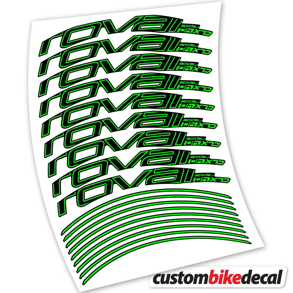 Neon Green decal for Roval Rapide CLX40 Track brake road wheel 40mm – bike sticker vinyl