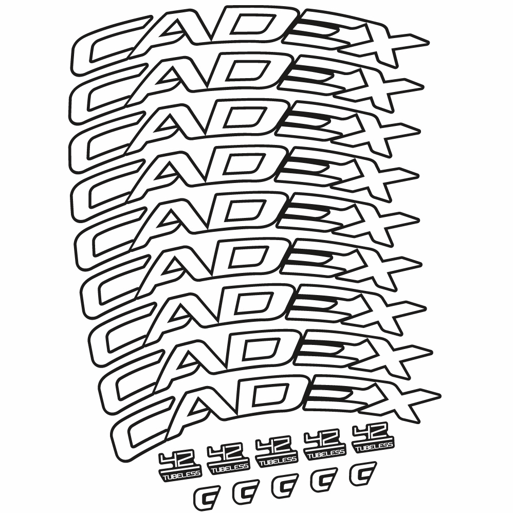 Stickers CADEX 42 Tubeless Shoe, Route 42 compatibles Autocollants roues Route