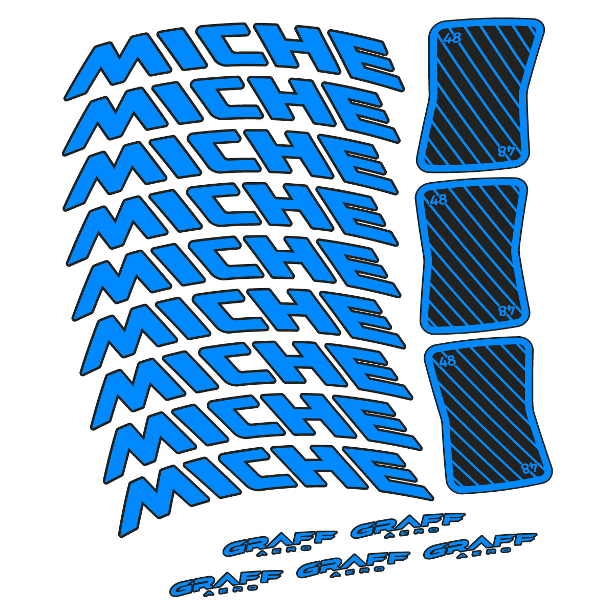 Luminous Cyan decal for Miche Graff Aero 48 road wheel 48mm – bike sticker vinyl