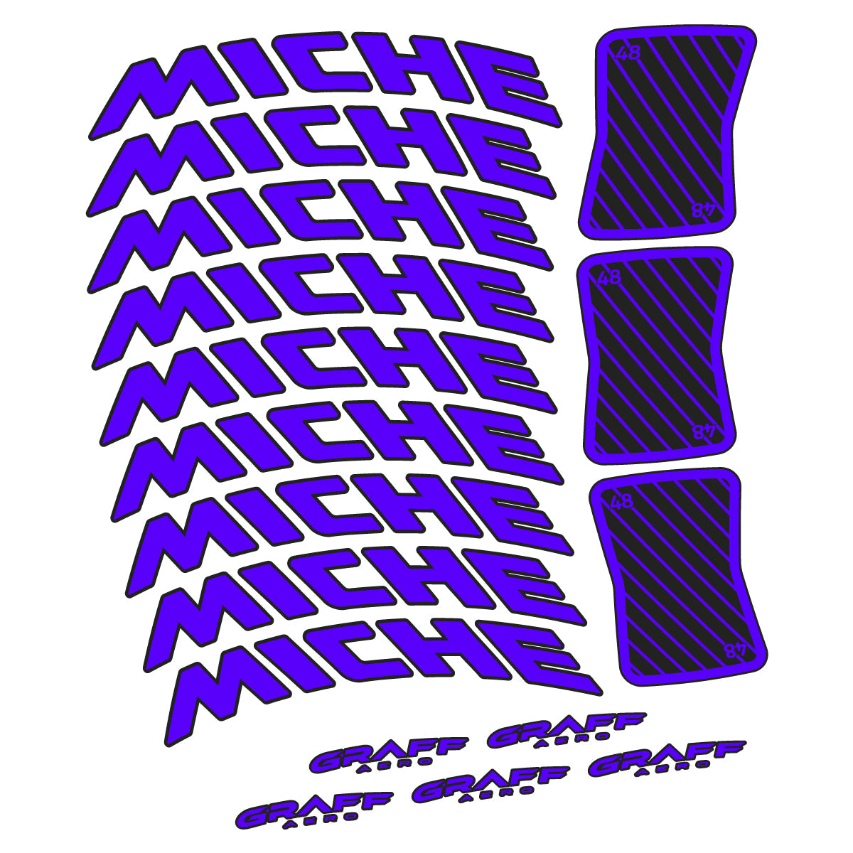 Reflex Blue decal for Miche Graff Aero 48 road wheel 48mm – bike sticker vinyl