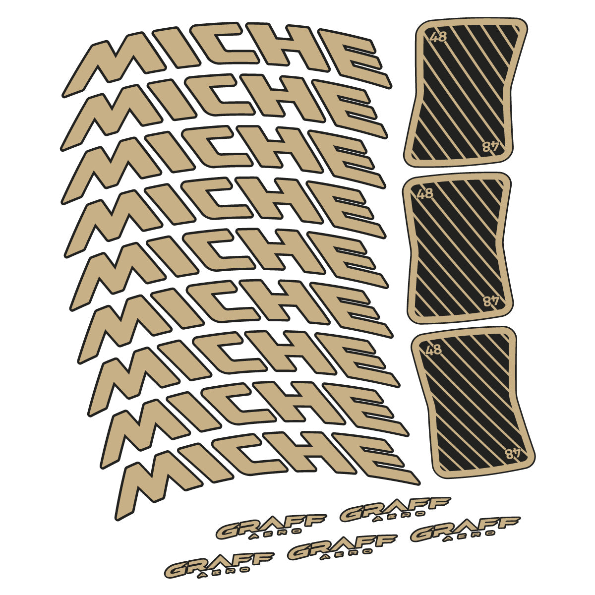 Sand decal for Miche Graff Aero 48 road wheel 48mm – bike sticker vinyl
