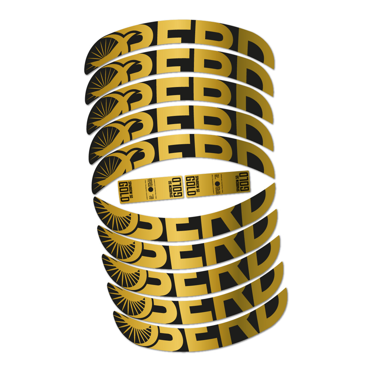 Stickers compatibles Berd Sparrow 50 Gold 2026 pour jantes route 50 mm – autocollants vinyle - Or