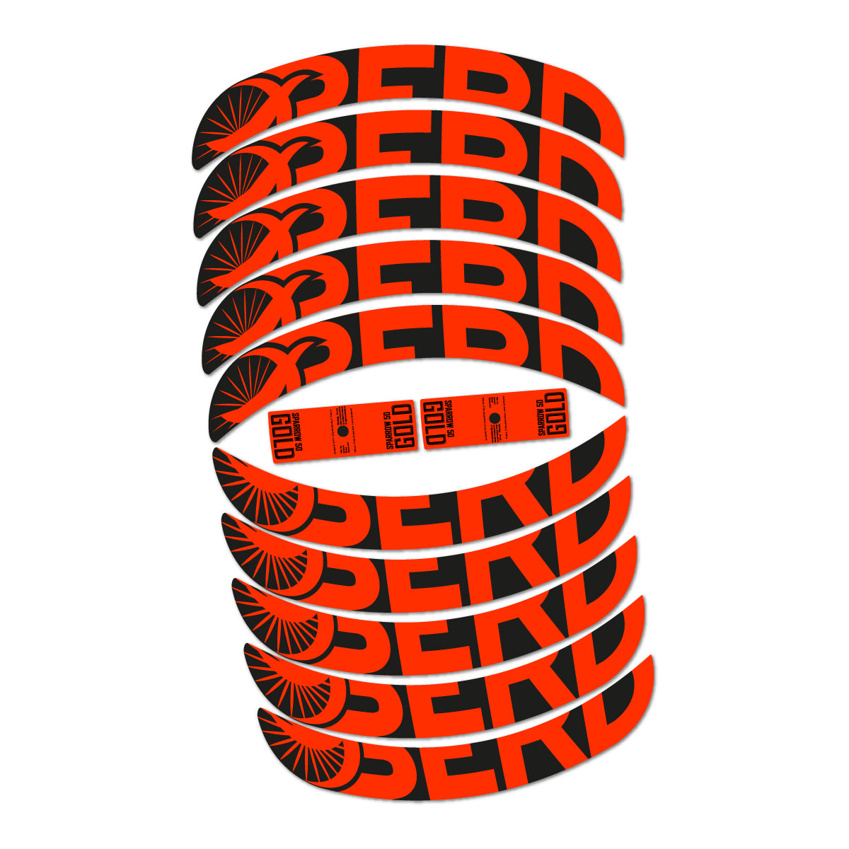 Stickers compatibles Berd Sparrow 50 Gold 2026 pour jantes route 50 mm – autocollants vinyle - Orange KTM