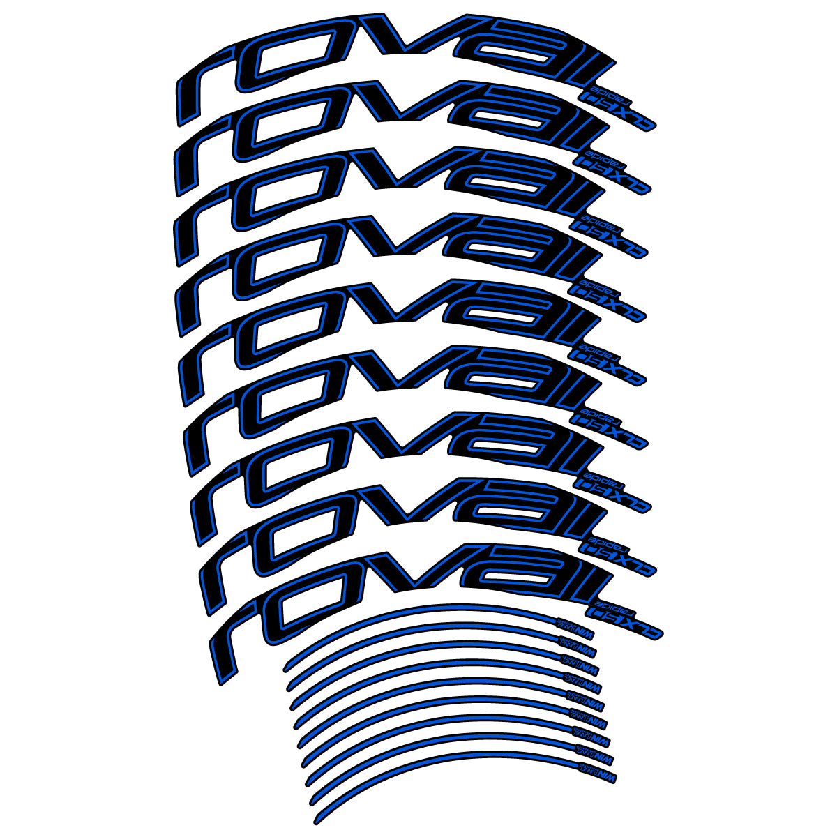 Stickers compatibles Roval CLX50 Disc 2018-2025 pour jantes route 50 mm – autocollants vinyle - Bleu Mer