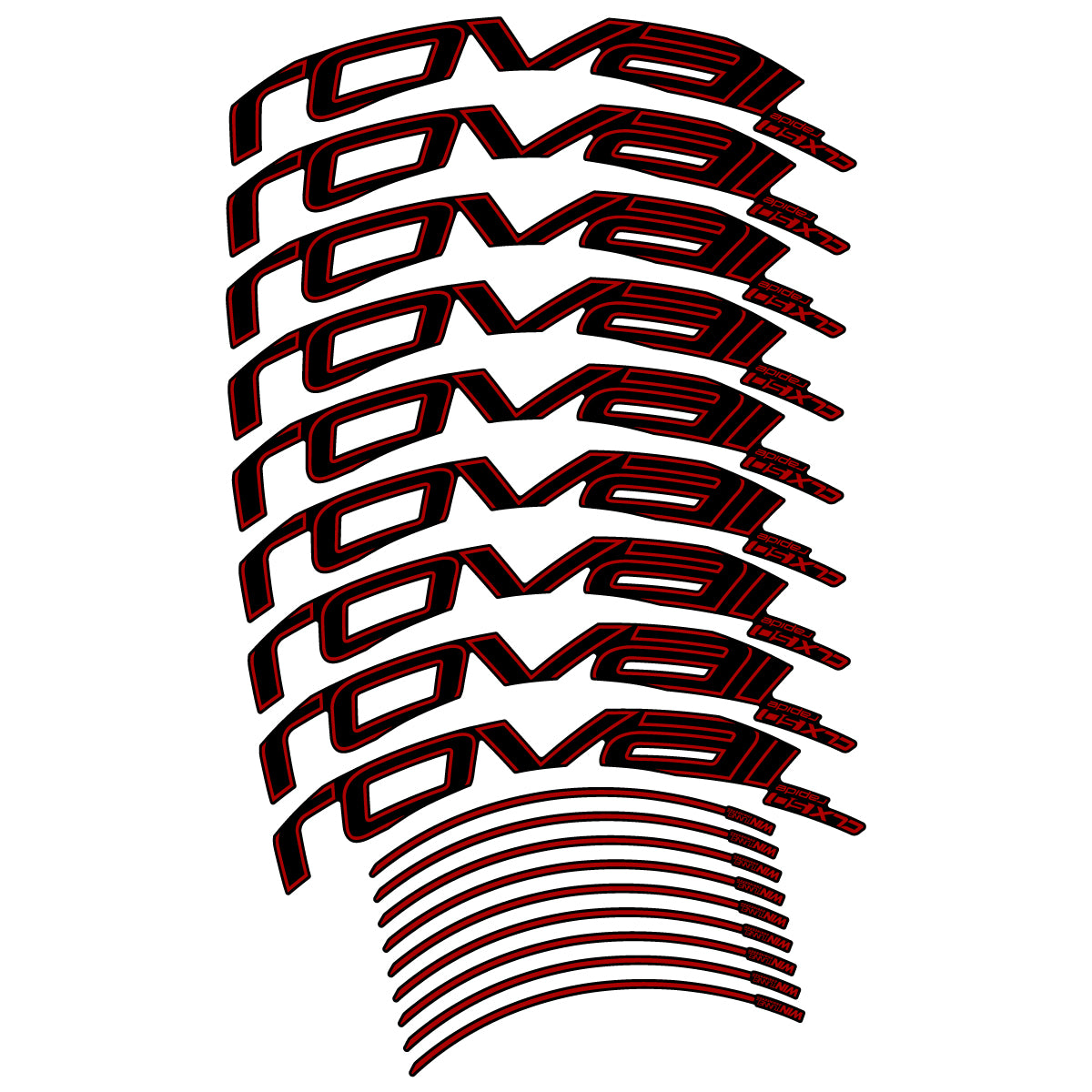 Stickers compatibles Roval CLX50 Disc 2018-2025 pour jantes route 50 mm – autocollants vinyle - Rouge Foncé