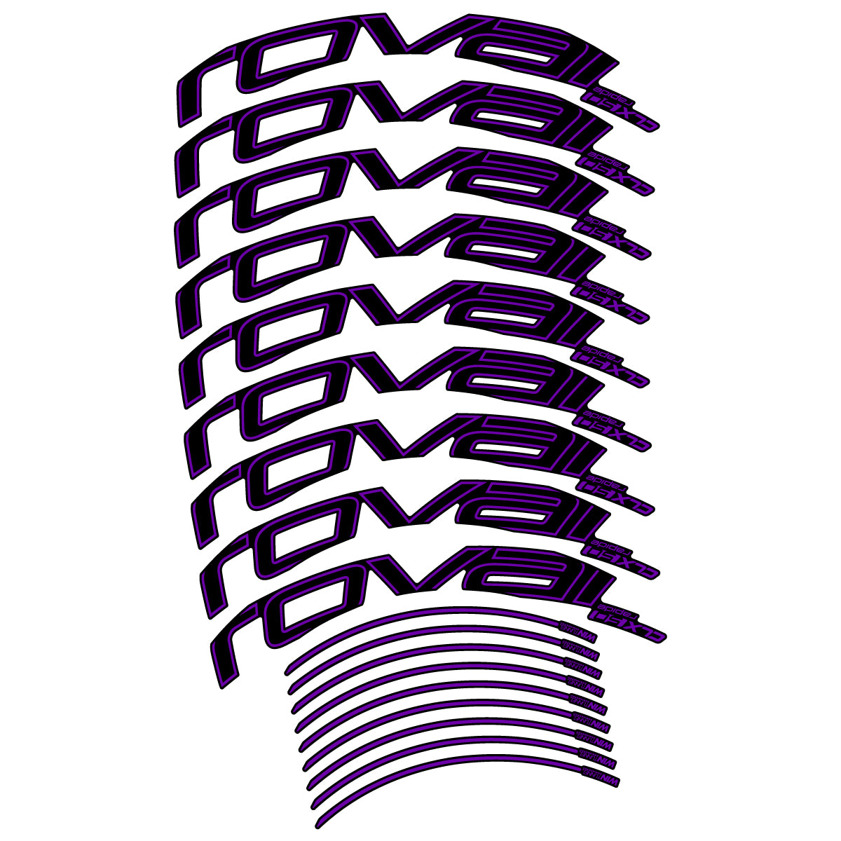 Stickers compatibles Roval CLX50 Disc 2018-2025 pour jantes route 50 mm – autocollants vinyle - Violet
