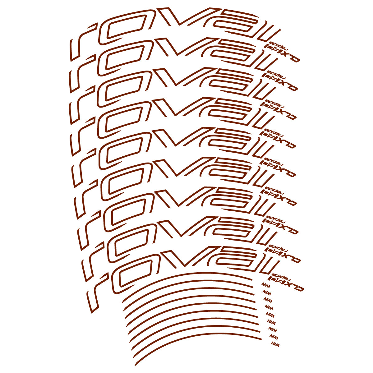 Stickers compatibles Roval CLX50 Disc VEC 2018-2025 pour jantes route 50 mm – autocollants vinyle - Marron