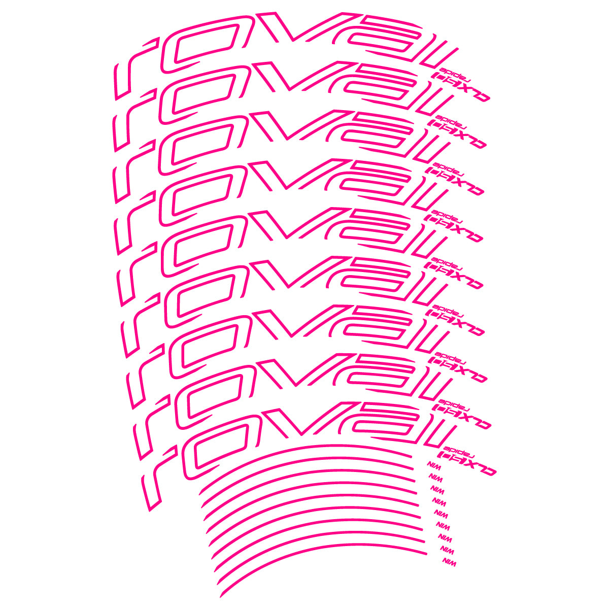 Stickers compatibles Roval CLX50 Disc VEC 2018-2025 pour jantes route 50 mm – autocollants vinyle - Rose Fluo