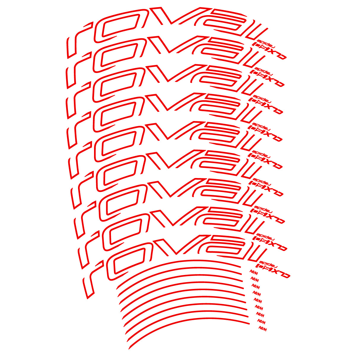 Stickers compatibles Roval CLX50 Disc VEC 2018-2025 pour jantes route 50 mm – autocollants vinyle - Rouge