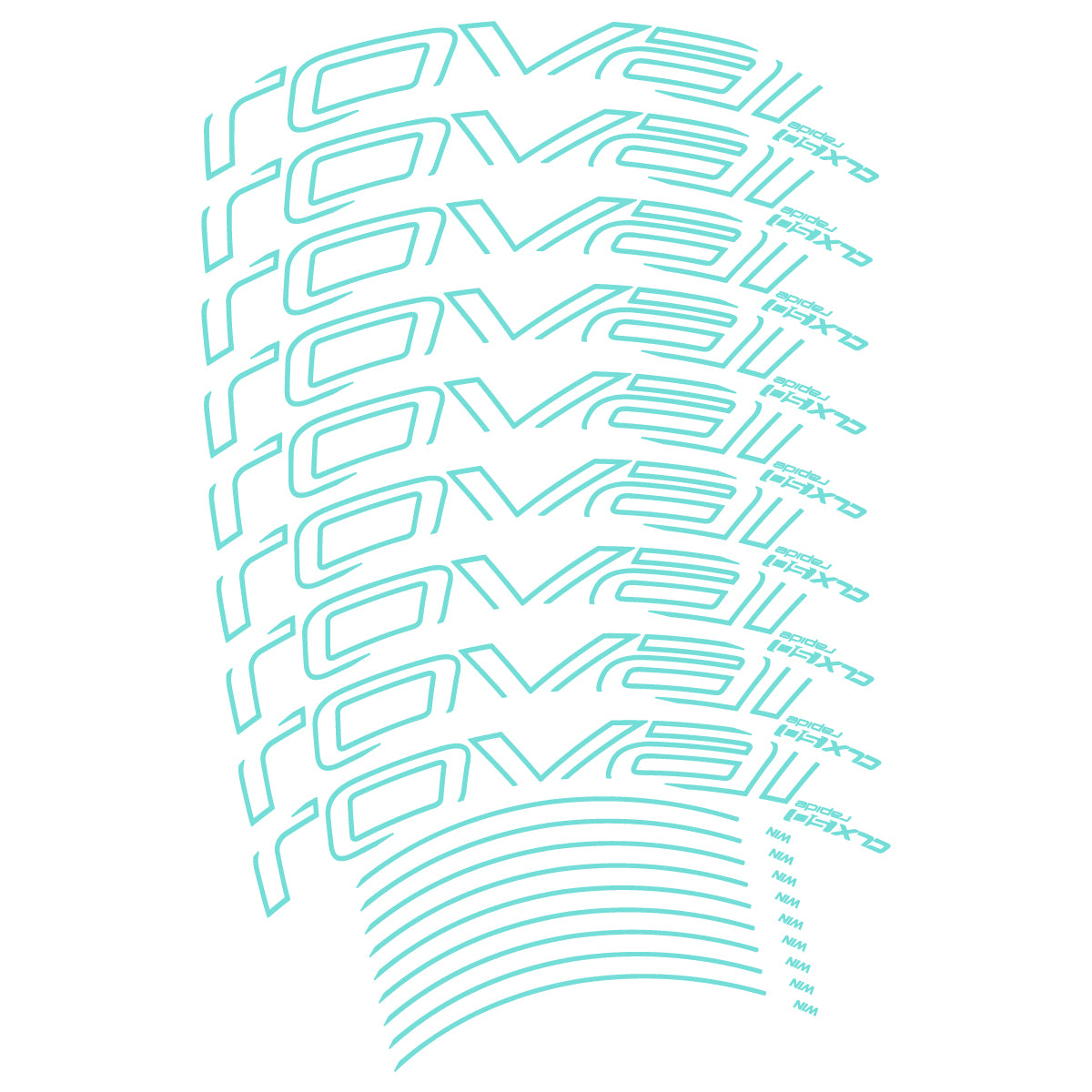 Stickers compatibles Roval CLX50 Disc VEC 2018-2025 pour jantes route 50 mm – autocollants vinyle - Turquoise Clair