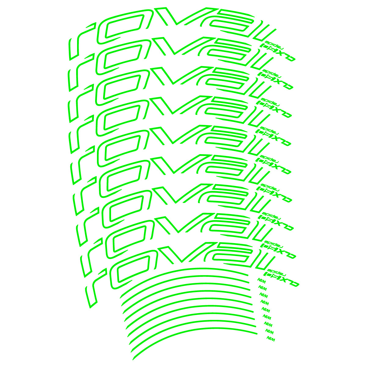 Stickers compatibles Roval CLX50 Disc VEC 2018-2025 pour jantes route 50 mm – autocollants vinyle - Vert Fluo