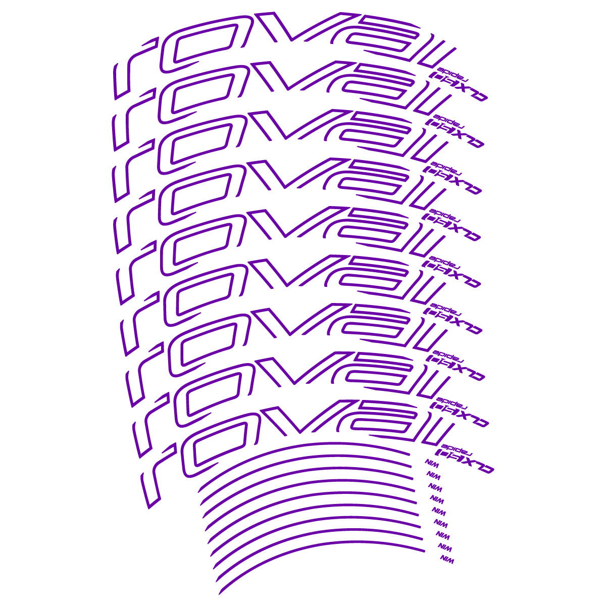 Stickers compatibles Roval CLX50 Disc VEC 2018-2025 pour jantes route 50 mm – autocollants vinyle - Violet
