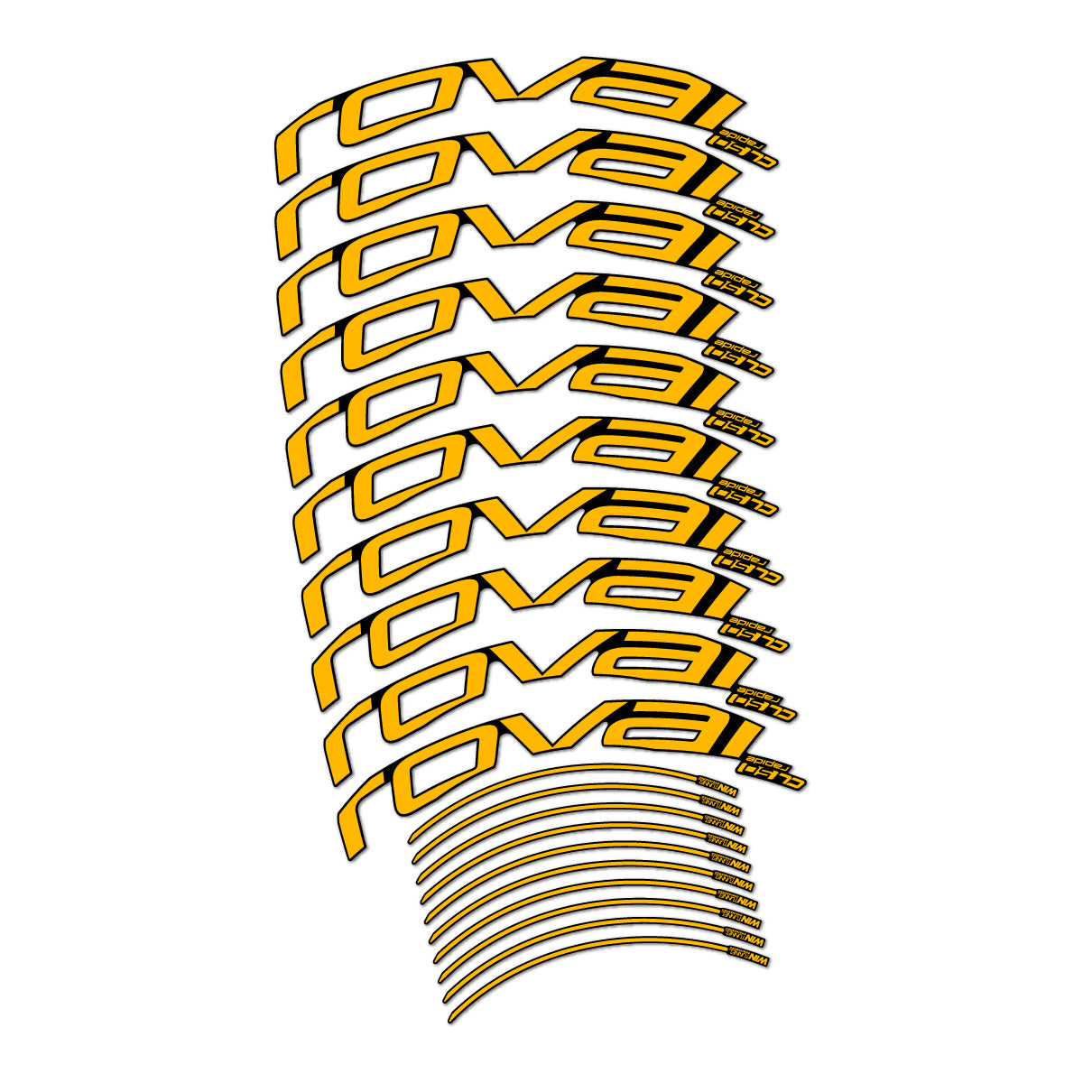 Stickers compatibles Roval CL 50 Disc pour jantes route 50 mm – autocollants vinyle - Jaune Moyen