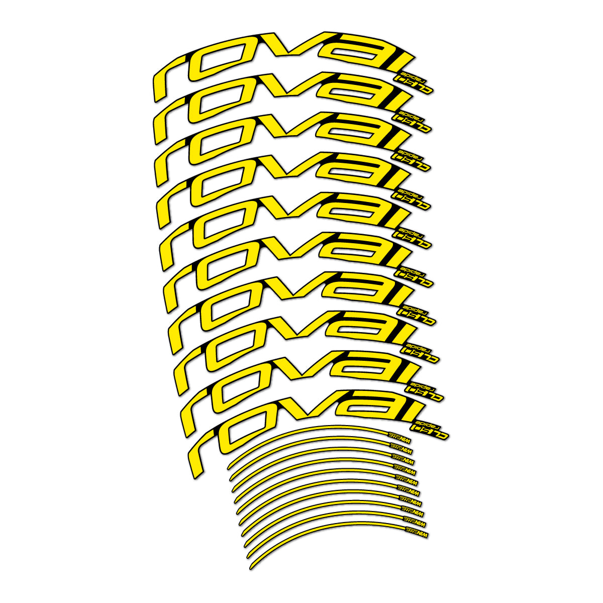 Stickers compatibles Roval CL 50 Disc pour jantes route 50 mm – autocollants vinyle - Jaune Vif