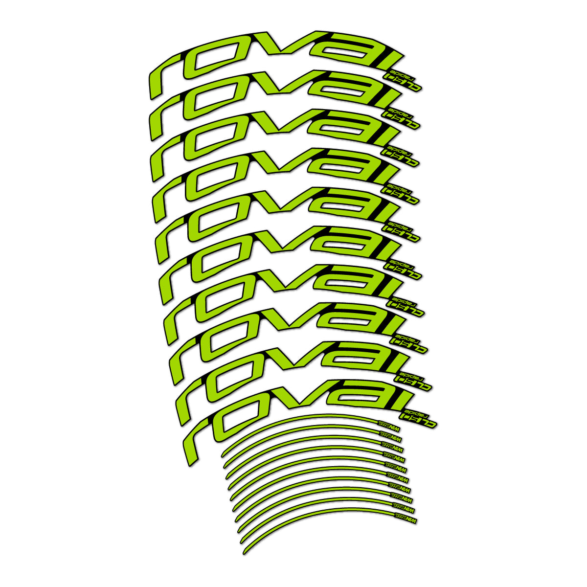 Stickers compatibles Roval CL 50 Disc pour jantes route 50 mm – autocollants vinyle - Vert Citron