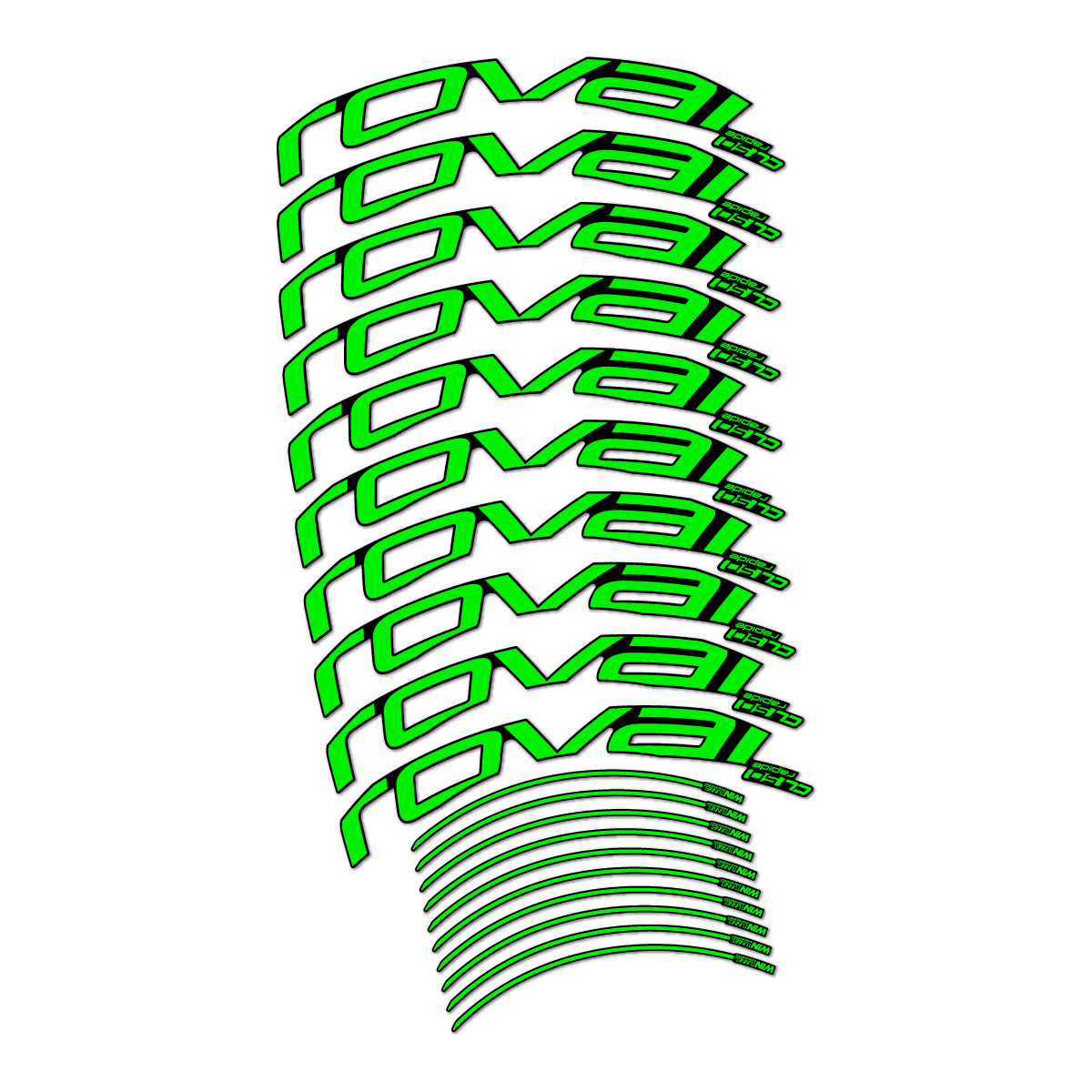 Stickers compatibles Roval CL 50 Disc pour jantes route 50 mm – autocollants vinyle - Vert Fluo