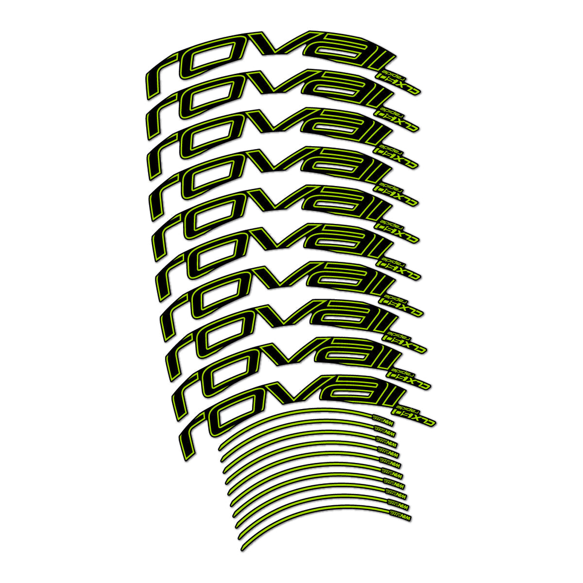 Lime Green decal for Roval CLX 50 Disc road wheel 50mm – bike sticker vinyl