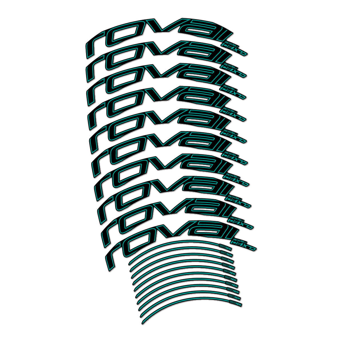 Petrol Turquoise decal for Roval CLX 50 Disc road wheel 50mm – bike sticker vinyl