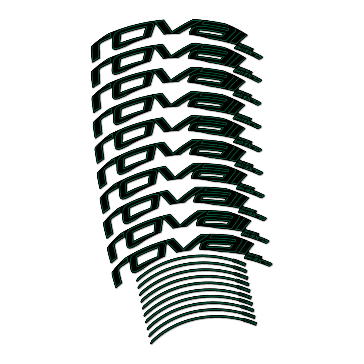 Stickers compatibles Roval CLX 50 Disc pour jantes route 50 mm – autocollants vinyle - Vert Foncé