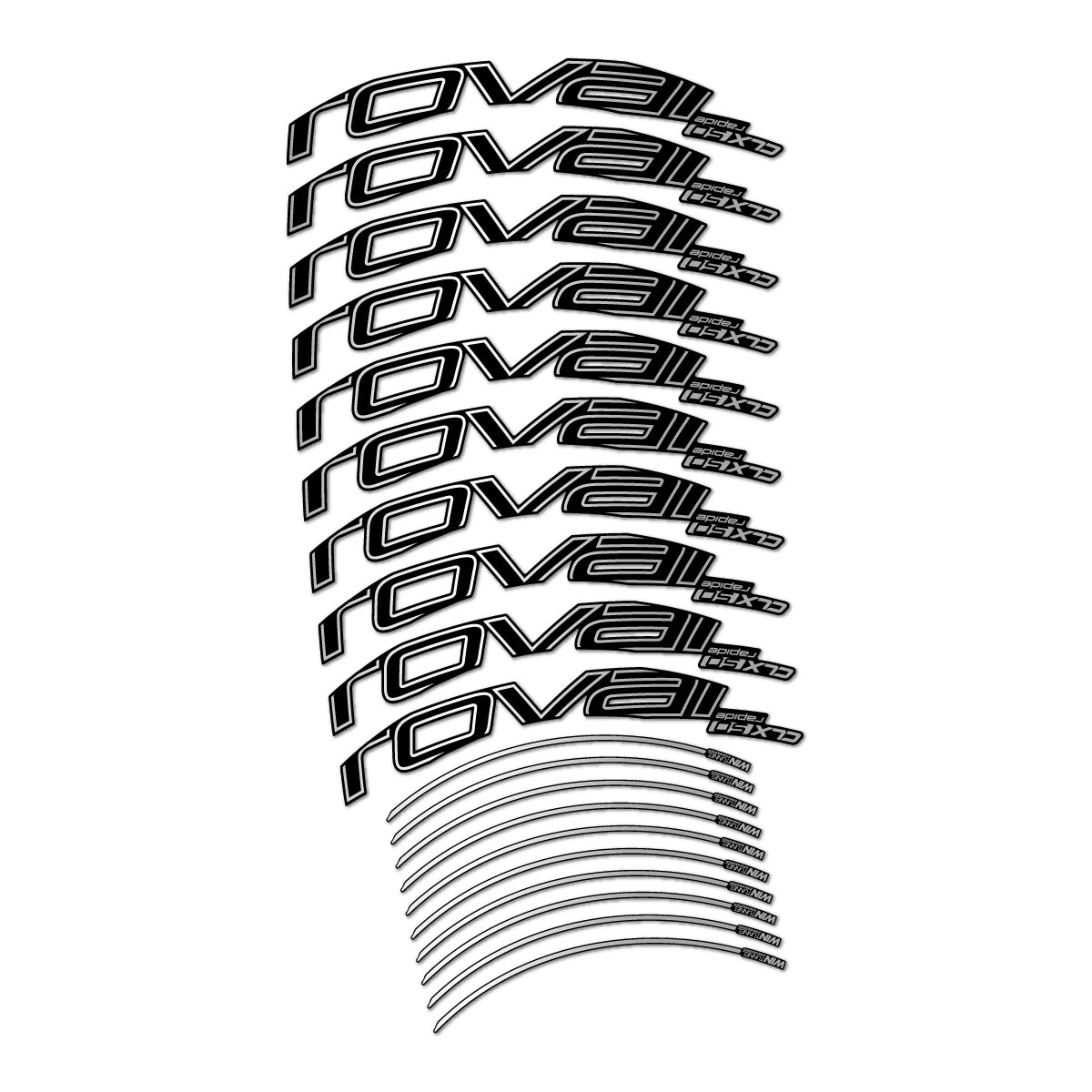 Stickers compatibles Roval CLX 50 frein sur jante pour jantes route 50 mm – autocollants vinyle - Argent