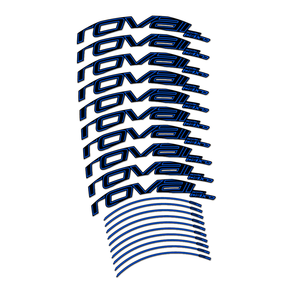 Stickers compatibles Roval CLX 50 frein sur jante pour jantes route 50 mm – autocollants vinyle - Bleu Mer