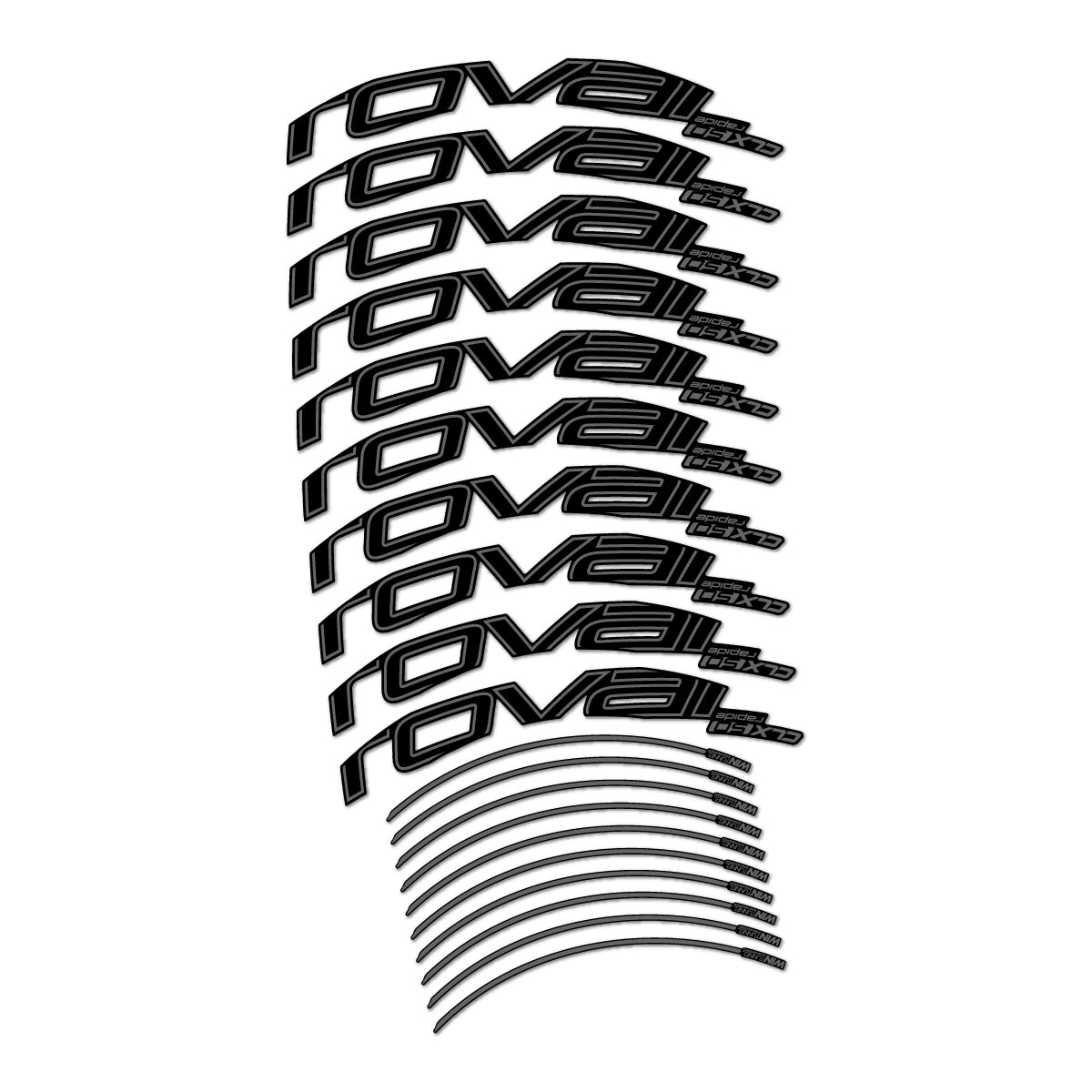 Stickers compatibles Roval CLX 50 frein sur jante pour jantes route 50 mm – autocollants vinyle - Gris Mystique