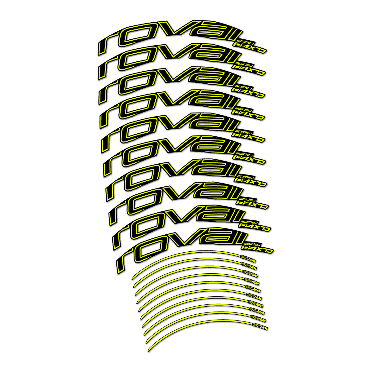 Stickers compatibles Roval CLX 50 frein sur jante pour jantes route 50 mm – autocollants vinyle - Jaune Fluo