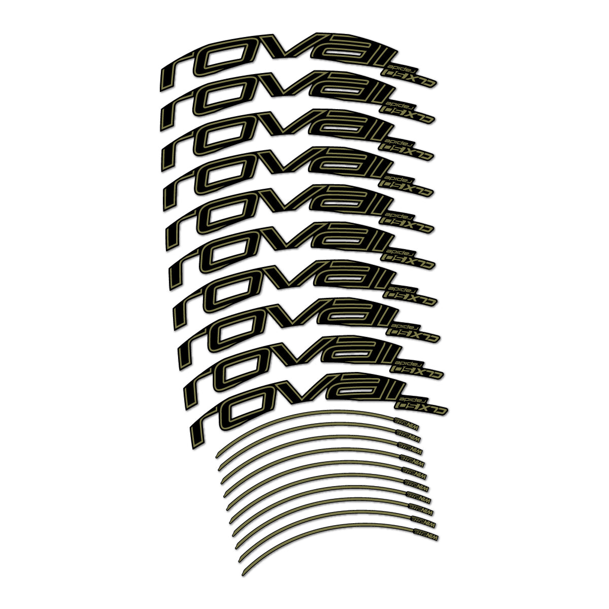Stickers compatibles Roval CLX 50 frein sur jante pour jantes route 50 mm – autocollants vinyle - Kaki