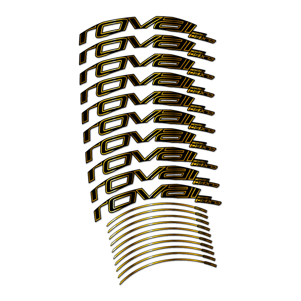 Stickers compatibles Roval CLX 50 frein sur jante pour jantes route 50 mm – autocollants vinyle - Or Chromé