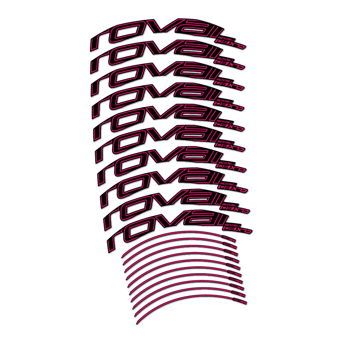 Stickers compatibles Roval CLX 50 frein sur jante pour jantes route 50 mm – autocollants vinyle - Rose Foncé
