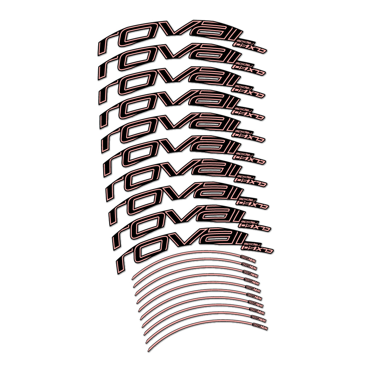 Stickers compatibles Roval CLX 50 frein sur jante pour jantes route 50 mm – autocollants vinyle - Rose Saumon