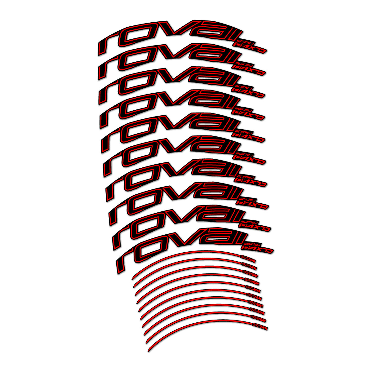 Stickers compatibles Roval CLX 50 frein sur jante pour jantes route 50 mm – autocollants vinyle - Rouge