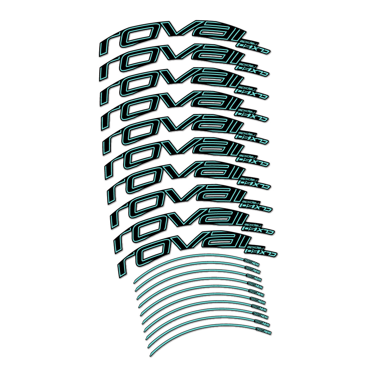 Stickers compatibles Roval CLX 50 frein sur jante pour jantes route 50 mm – autocollants vinyle - Turquoise Clair