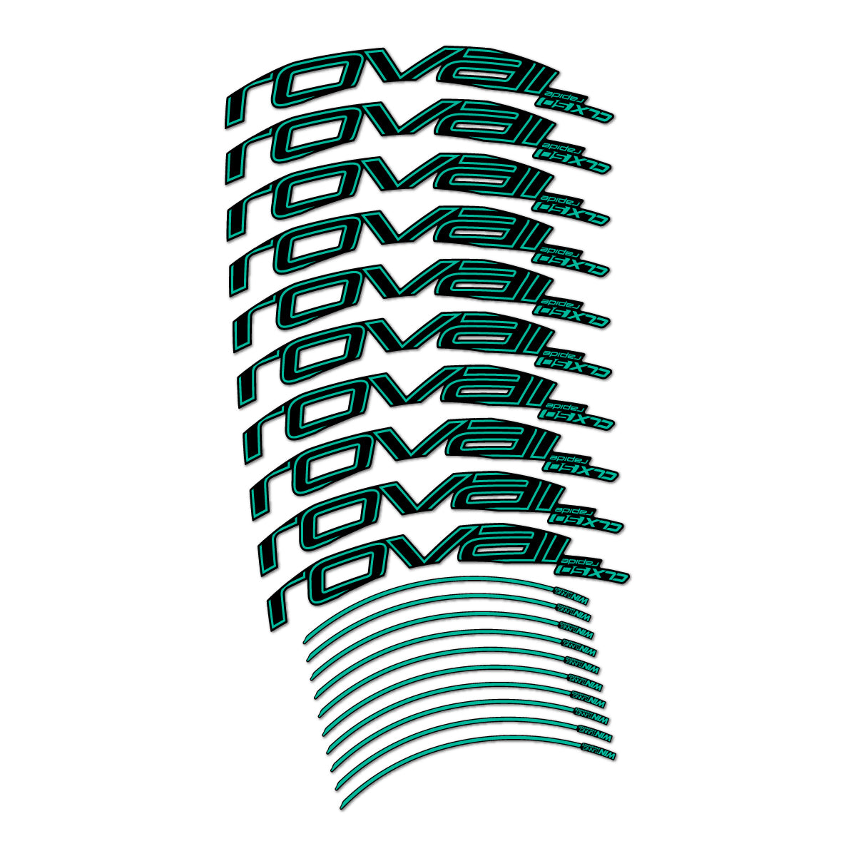 Stickers compatibles Roval CLX 50 frein sur jante pour jantes route 50 mm – autocollants vinyle - Turquoise Vert