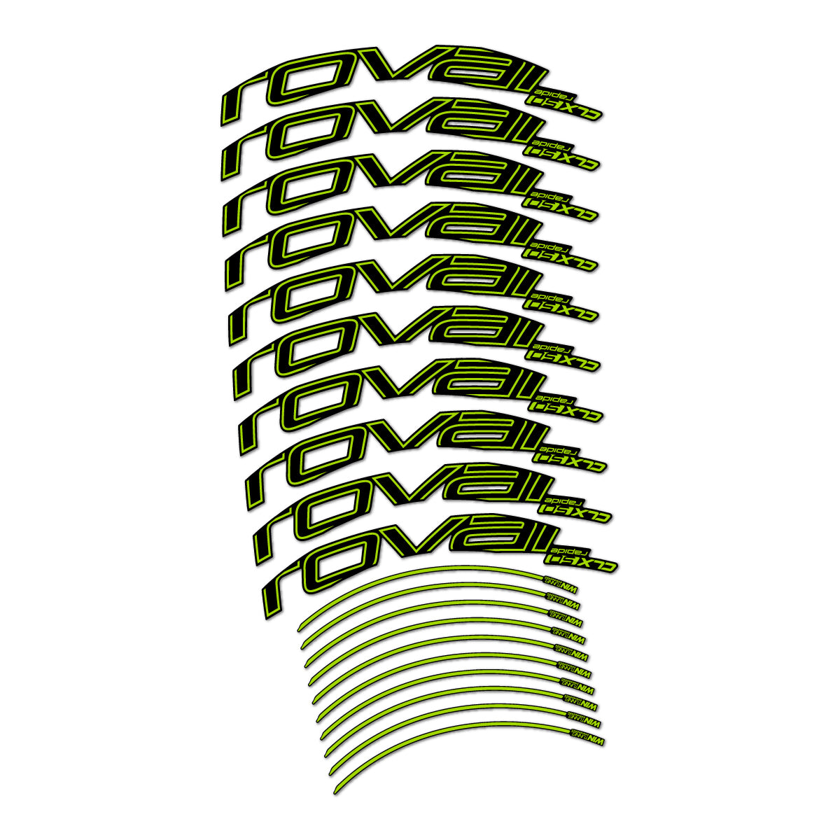 Stickers compatibles Roval CLX 50 frein sur jante pour jantes route 50 mm – autocollants vinyle - Vert Citron