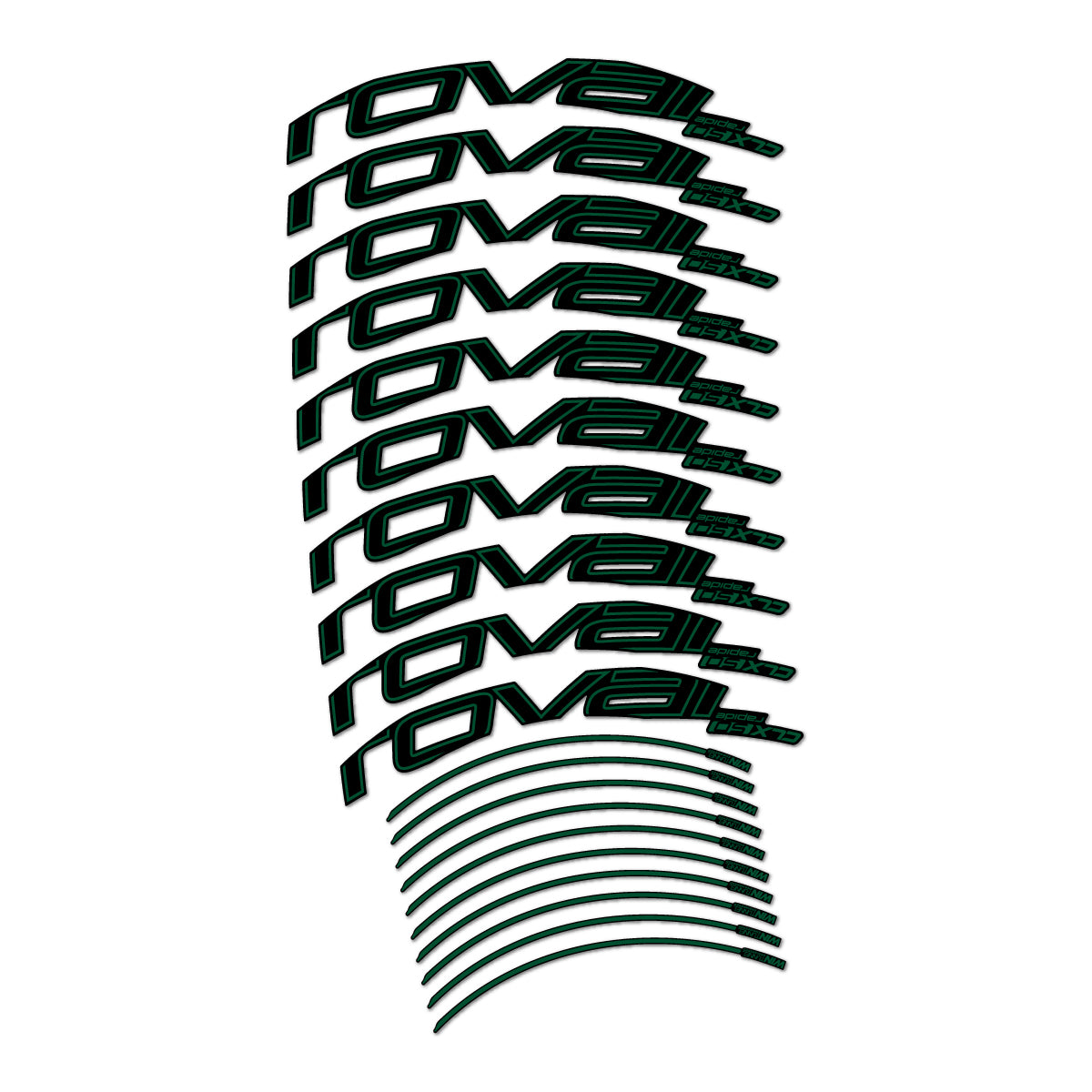 Stickers compatibles Roval CLX 50 frein sur jante pour jantes route 50 mm – autocollants vinyle - Vert Foncé