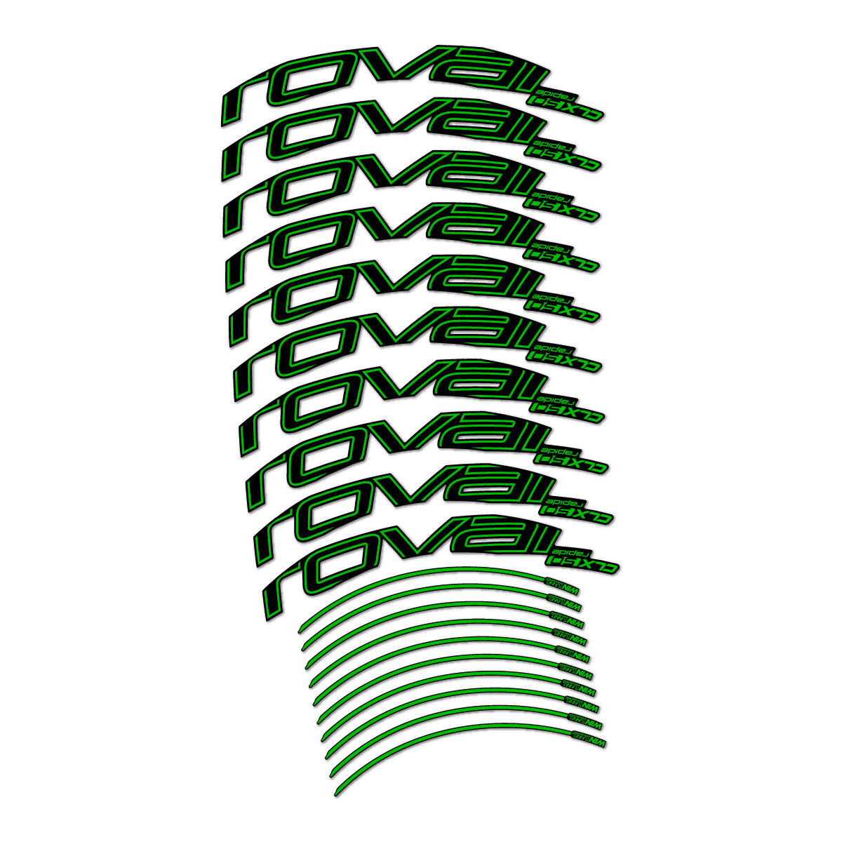 Stickers compatibles Roval CLX 50 frein sur jante pour jantes route 50 mm – autocollants vinyle - Vert Herbe