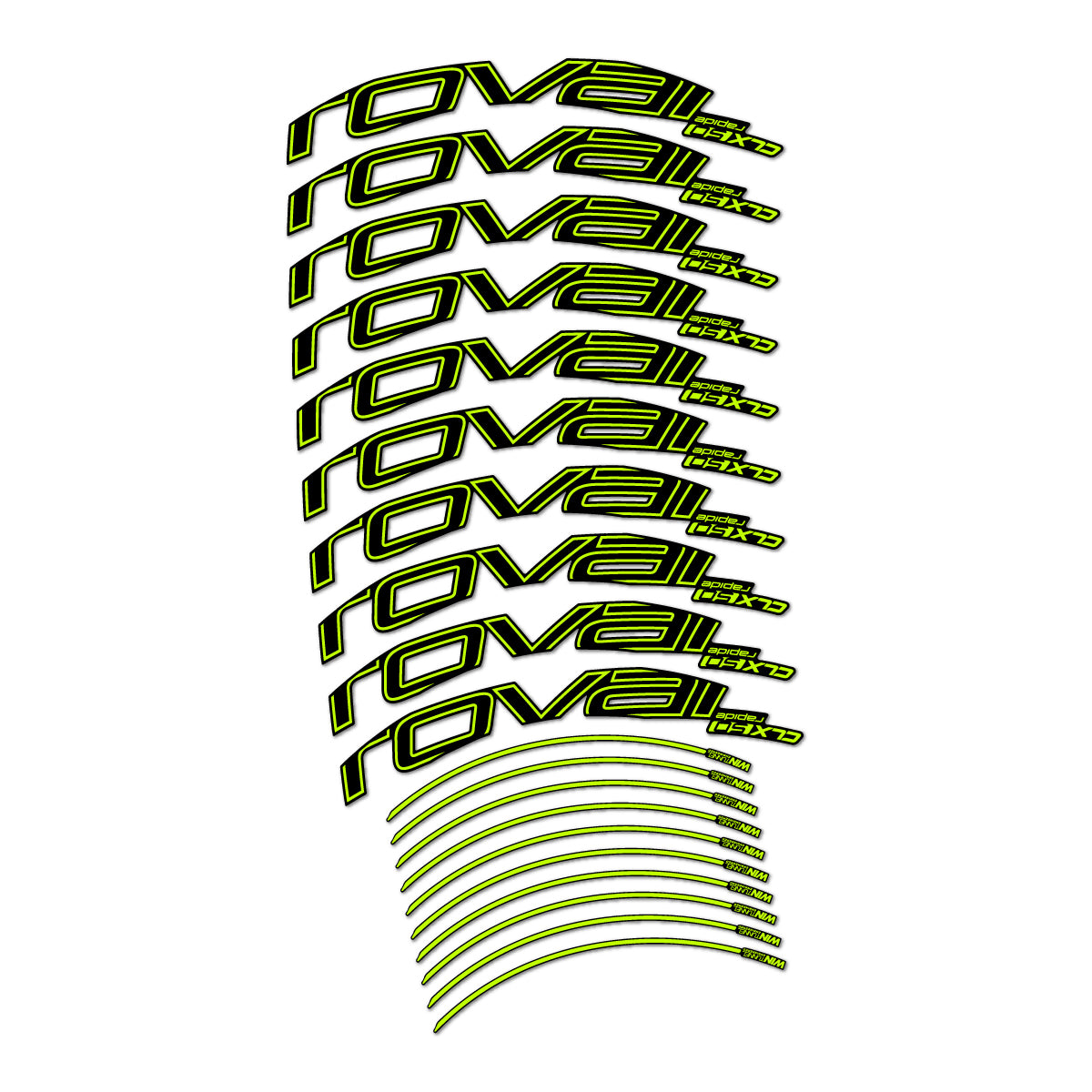 Stickers compatibles Roval CLX 50 frein sur jante pour jantes route 50 mm – autocollants vinyle - Vert Lime Fluo