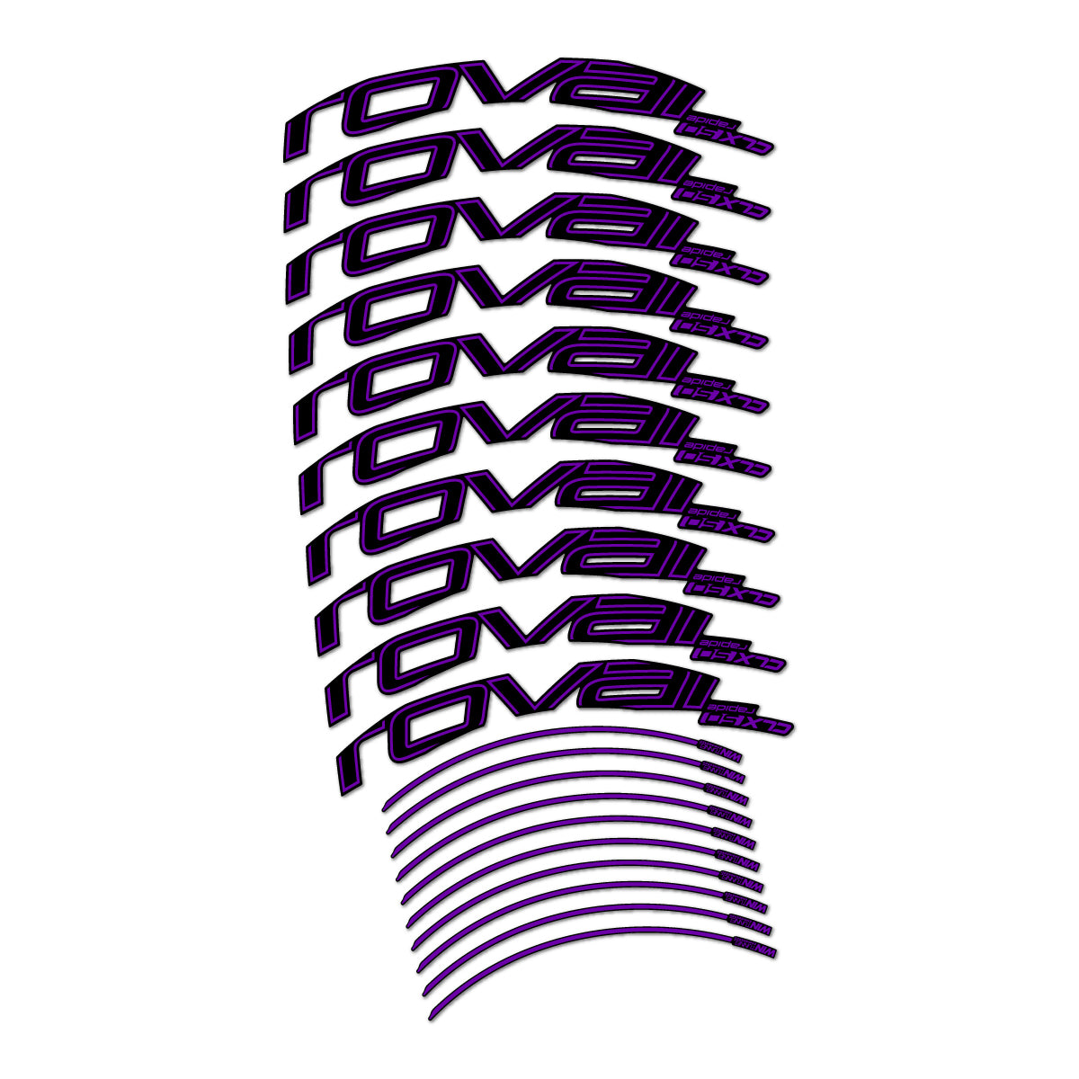 Stickers compatibles Roval CLX 50 frein sur jante pour jantes route 50 mm – autocollants vinyle - Violet