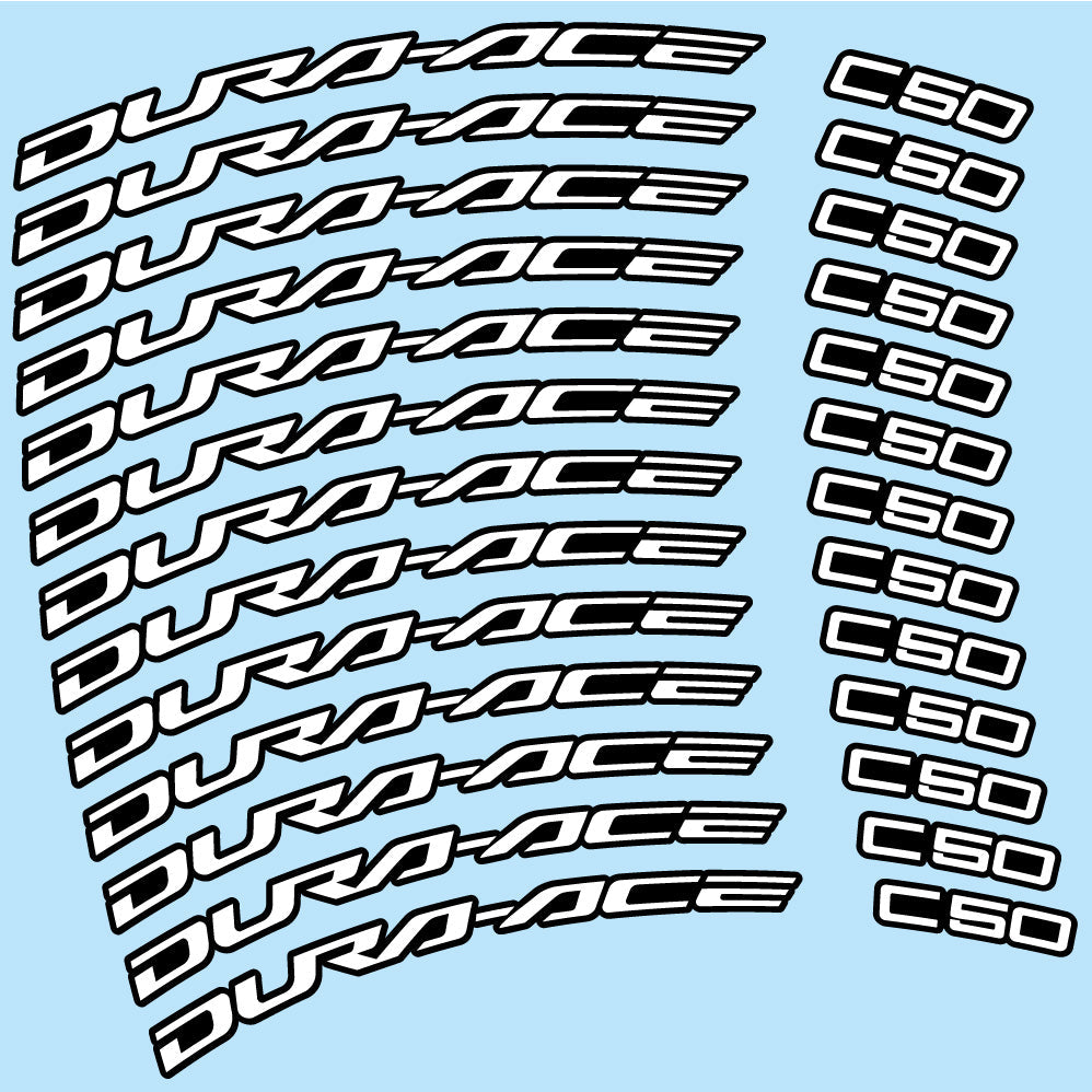 Stickers Shimano DuraAce C50 Carbon 2022 compatibles Autocollants roues Route