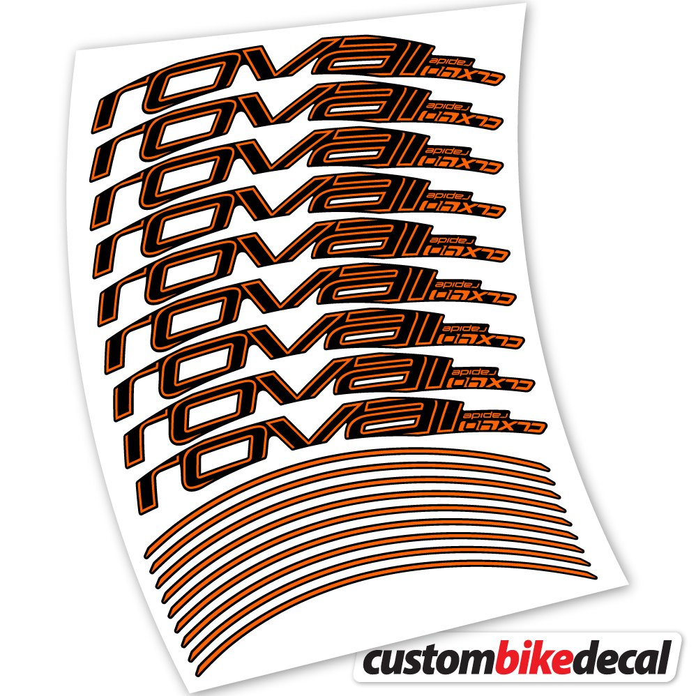 Orange decal for Roval Rapide CLX40 Track brake road wheel 40mm – bike sticker vinyl