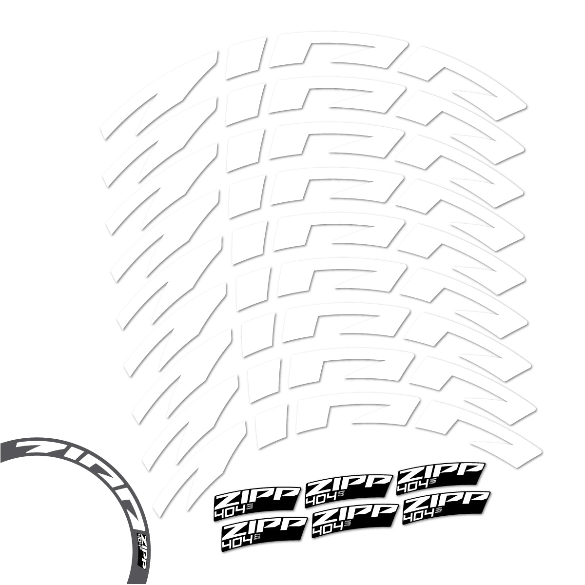 Stickers compatibles Zipp 404 S 2026 pour jantes route 58 mm – autocollants vinyle - Blanc