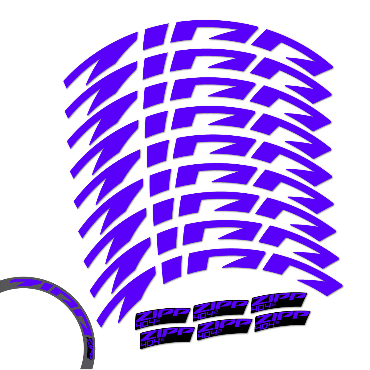 Stickers compatibles Zipp 404 S 2026 pour jantes route 58 mm – autocollants vinyle - Bleu Reflex