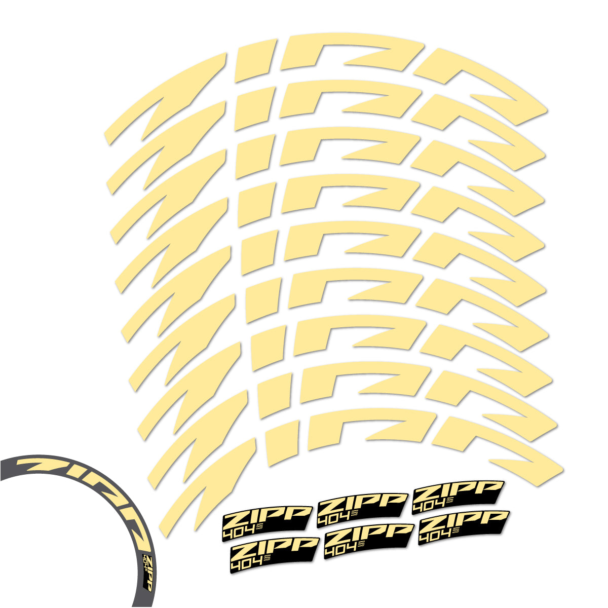 Stickers compatibles Zipp 404 S 2026 pour jantes route 58 mm – autocollants vinyle - Crème