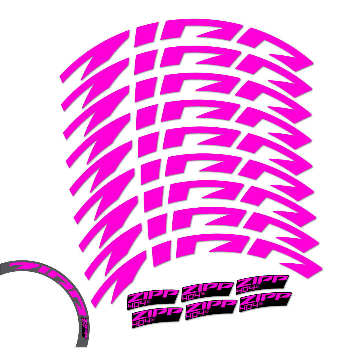 Stickers compatibles Zipp 404 S 2026 pour jantes route 58 mm – autocollants vinyle - Fuchsia Fluo