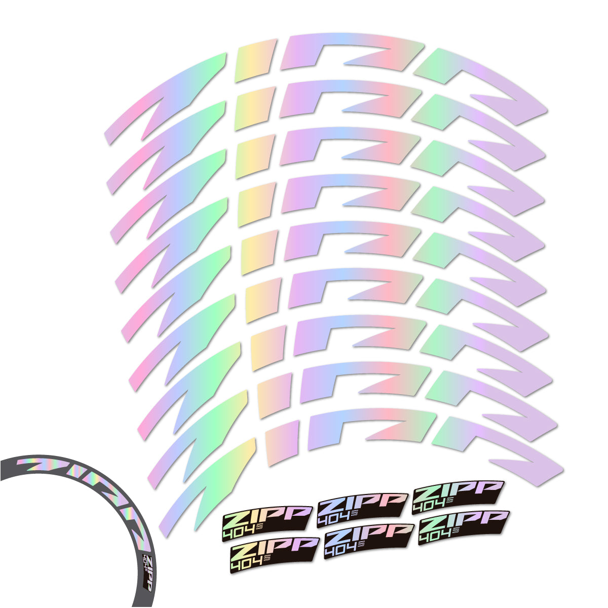 Stickers compatibles Zipp 404 S 2026 pour jantes route 58 mm – autocollants vinyle - Holographique