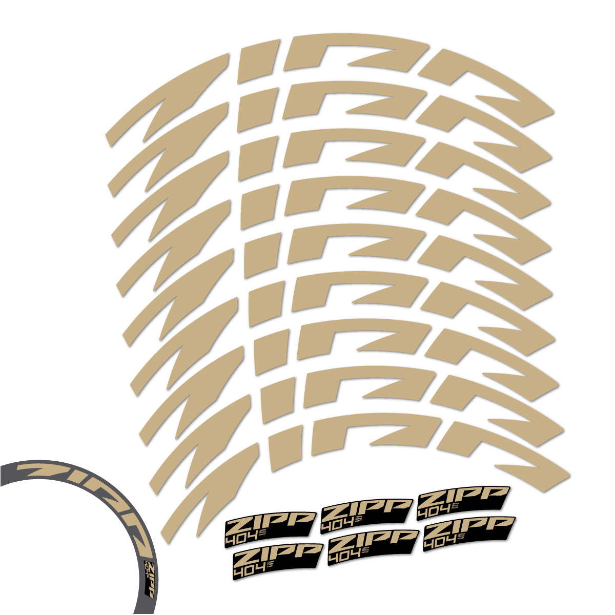 Stickers compatibles Zipp 404 S 2026 pour jantes route 58 mm – autocollants vinyle - Sable